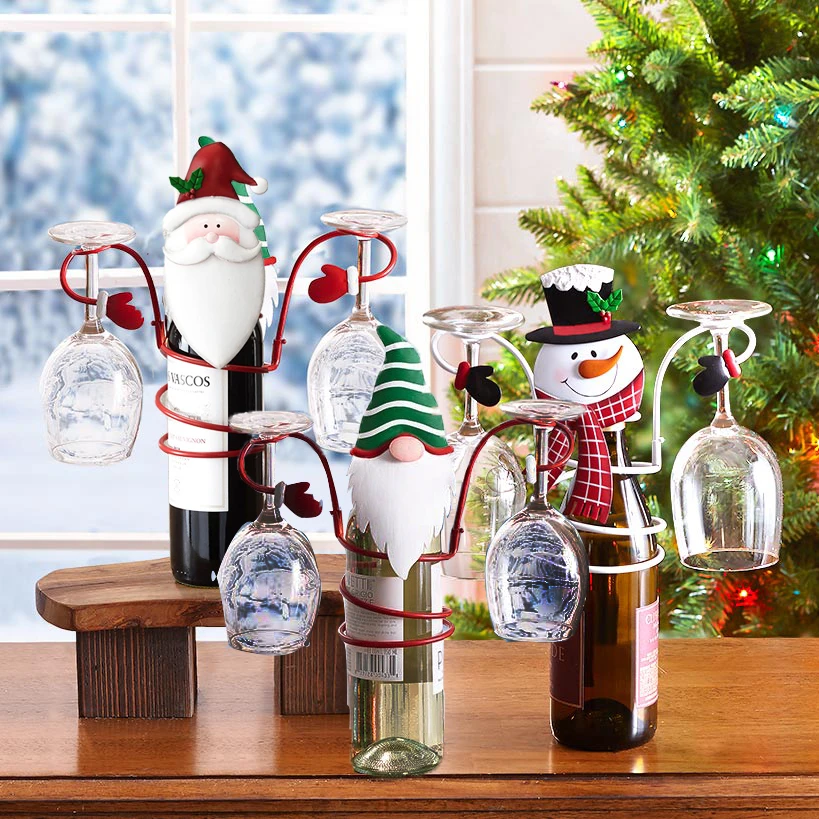 Christmas Holiday Wine Bottle & Glass Holders-Grand Kitchen
