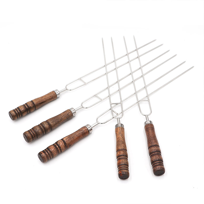 5pcs Portable Sharp Roasting Forks with Bag Camping Skewers BBQ Forks-Grand Kitchen