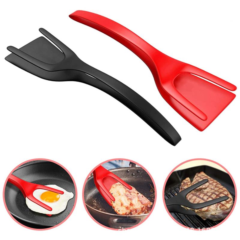2 in 1 Multifunctional Non-Stick Food Clip Tongs Fried Egg Spatula-Grand Kitchen