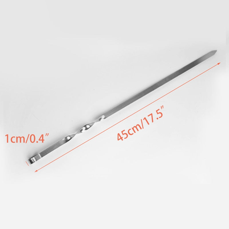 BBQ Skewers Flat Kebob Barbecue Skewer Long Meat Grill Needle Sticks-Grand Kitchen