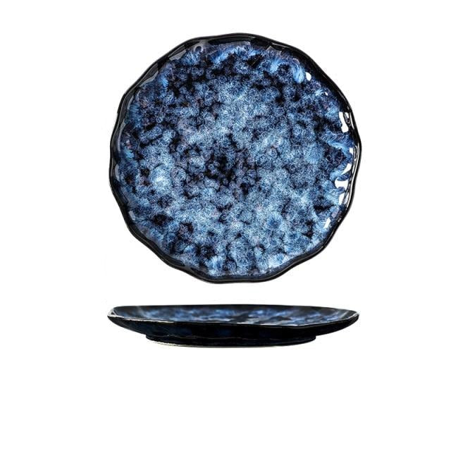 Ceramic Dinner Plates And Bowls Blue Dishes Creative Dinnerware Set-Grand Kitchen