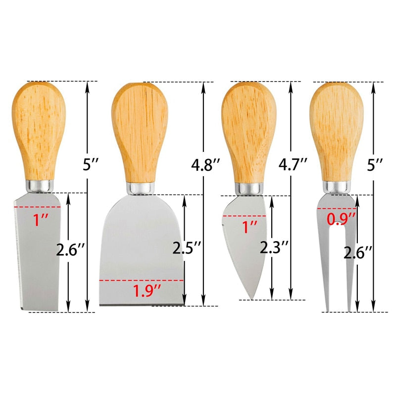 4 Cheese Knives Set-Mini Knife, Butter Knife, Spatula & Fork-Grand Kitchen