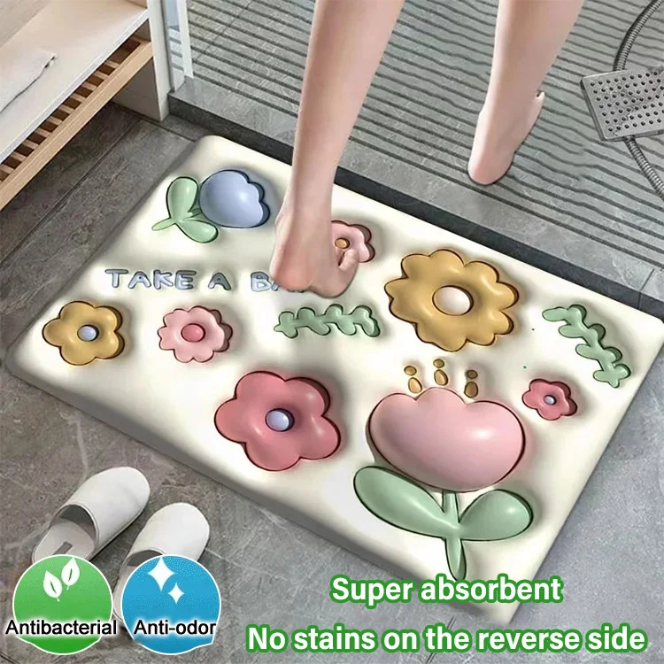 Three-Dimensional Flower Fast Water Absorbent Mat-Grand Kitchen