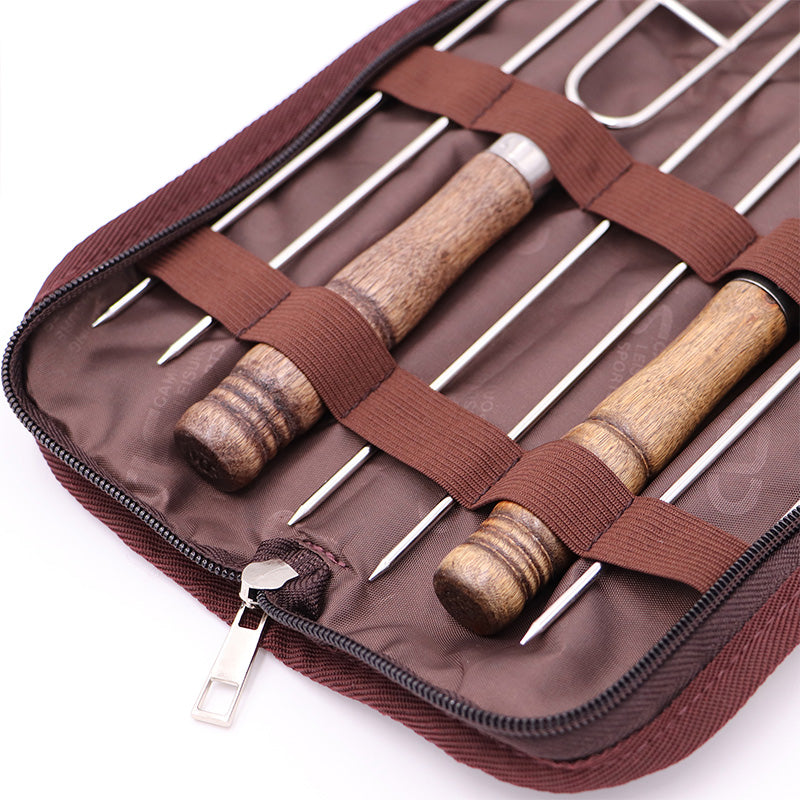 5pcs Portable Sharp Roasting Forks with Bag Camping Skewers BBQ Forks-Grand Kitchen