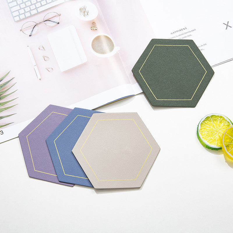 Leather Coaster Waterproof Heat Resistant Octagon Cup Coaster Cup Mat-Grand Kitchen