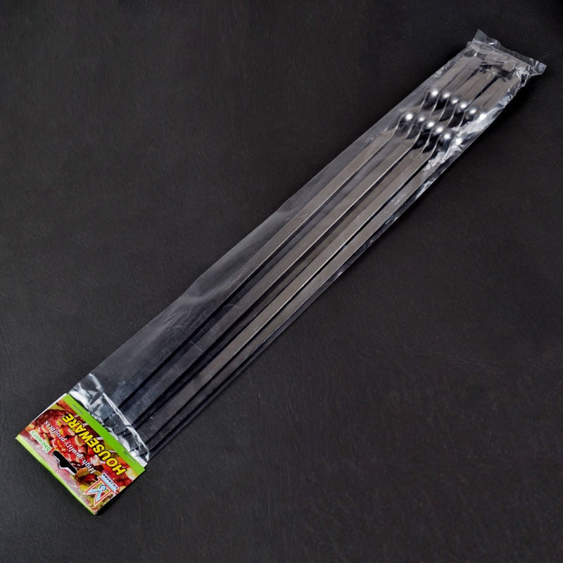 Barbecue Skewer Sticks Barbecue Forks Set Long Handle Skewers Flat-Grand Kitchen