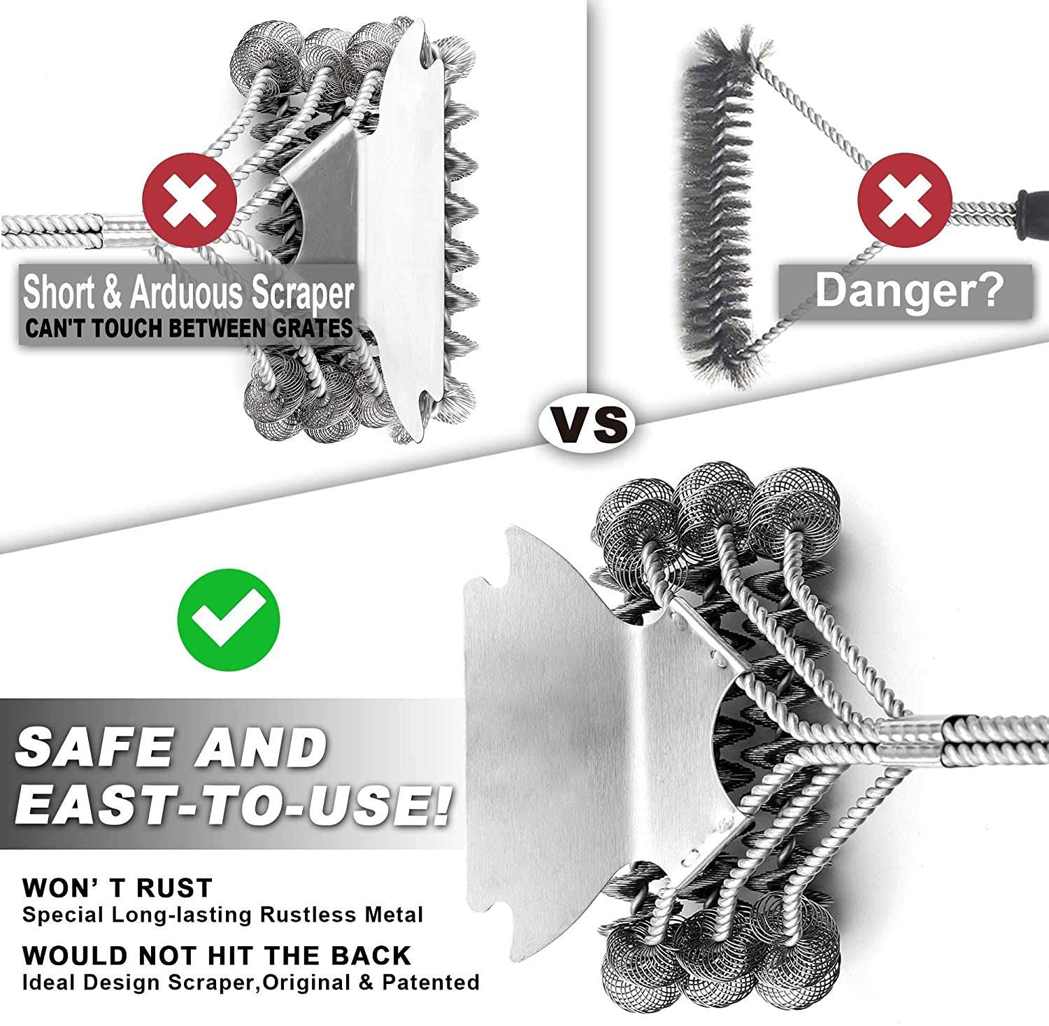 Grill Brush and Scraper Bristle Free-Grand Kitchen