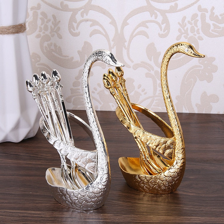 7pcs Swan Base Holder Fruit Forks Set Salad Dessert Tools Tableware-Grand Kitchen