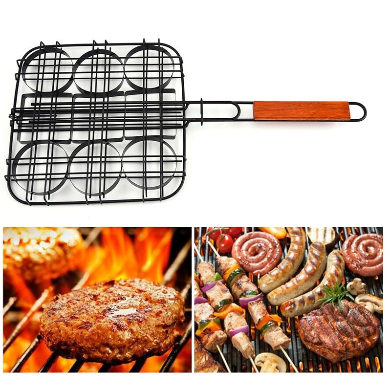 Hamburger Grill Basket Accessories Mini Burger Press Barbecue Tool