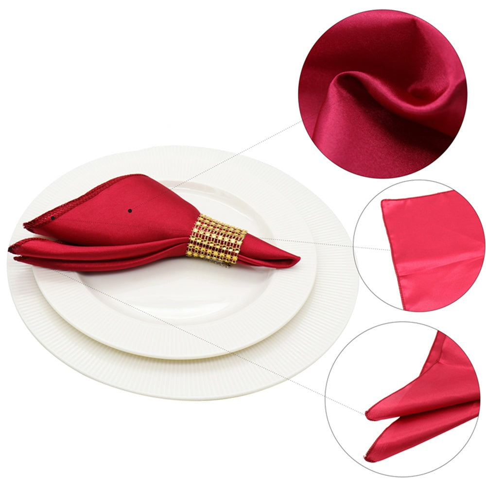 50Pcs Table Napkin Cloth Square Satin Fabric Pocket Handkerchief-Grand Kitchen