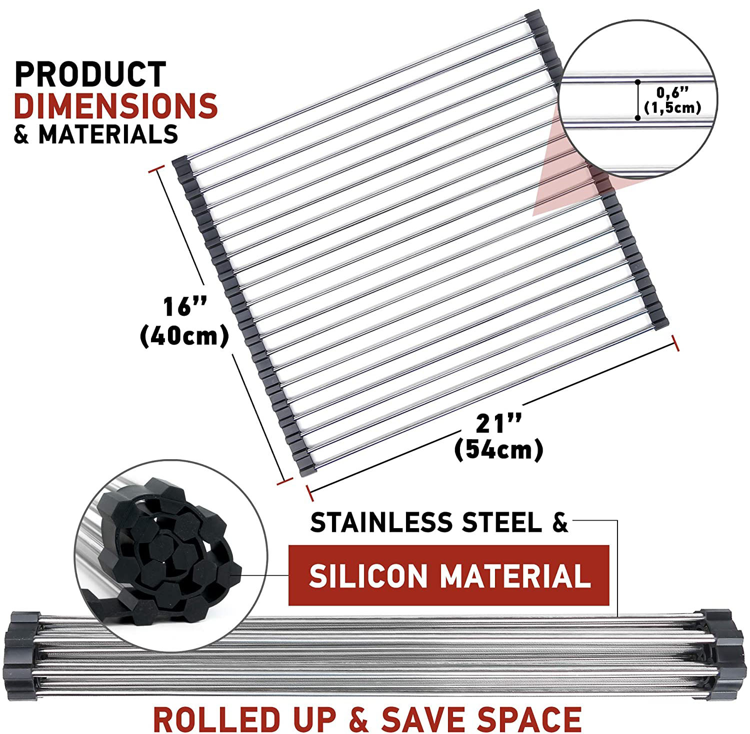 Roll up Dish Drying Rack for Kitchen Sink-Grand Kitchen