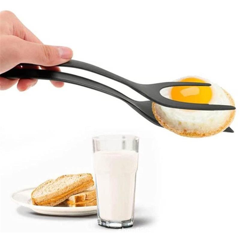 2 in 1 Multifunctional Non-Stick Food Clip Tongs Fried Egg Spatula-Grand Kitchen