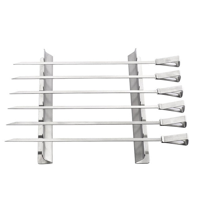 BBQ Accessories BBQ Skewers BBQ Grills Rack With 6 Wide Skewers Set-Grand Kitchen