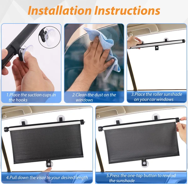 Retractable Window Roller Sunshade