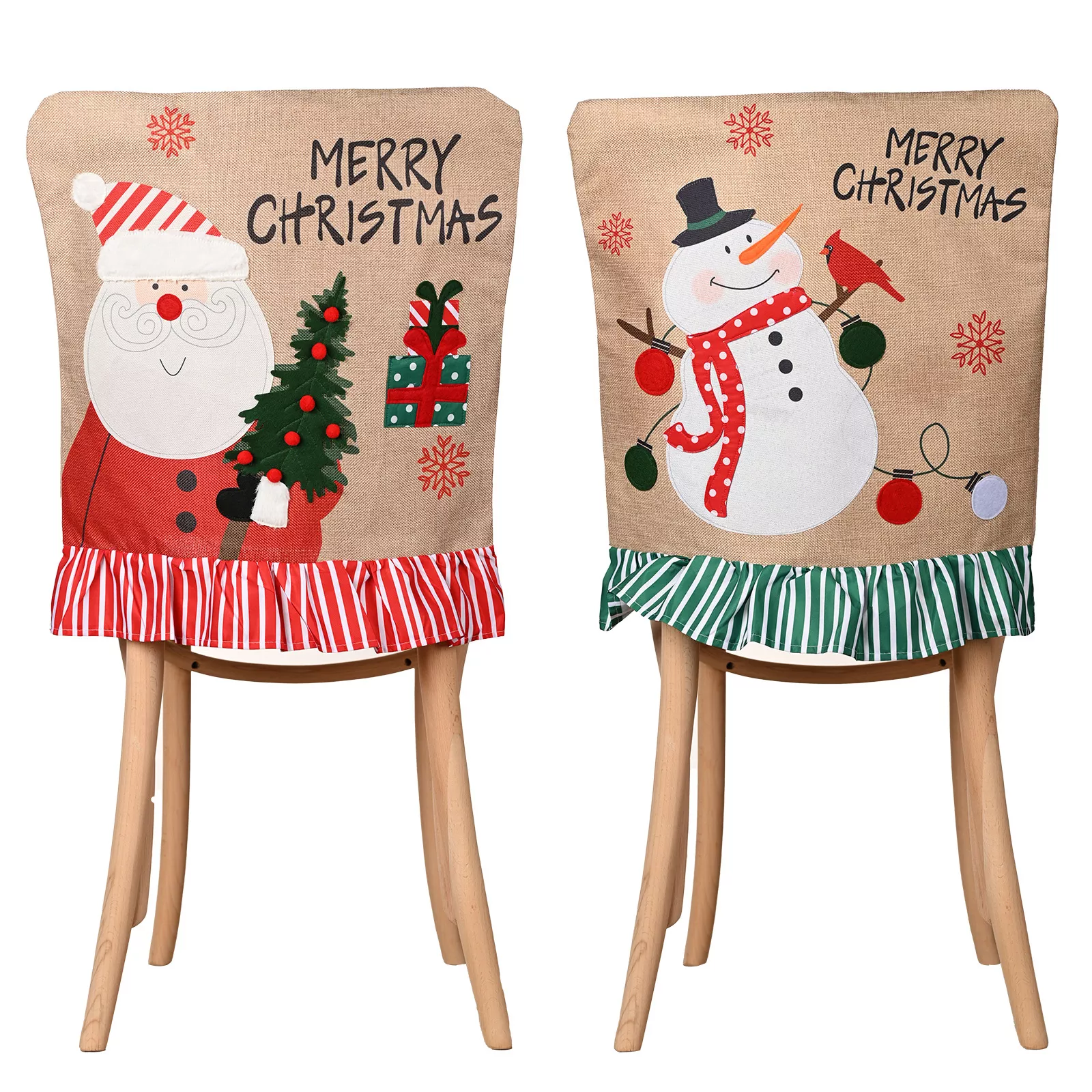 Christmas Burlap Chair Cover Decoration
