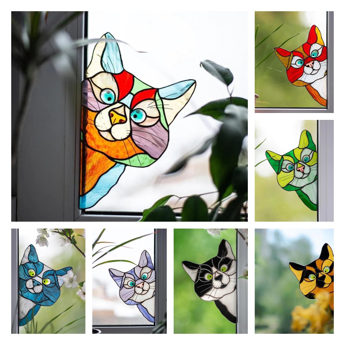 😺Handmade Stain Cat Suncatcher For Window