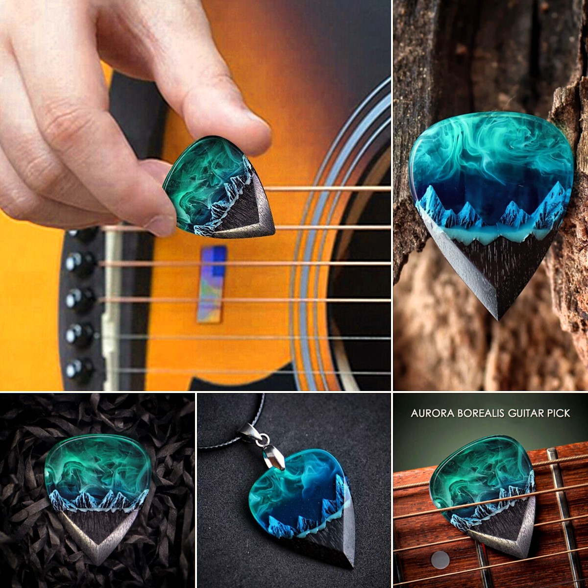 🎸Northern Lights Guitar Pick Necklace