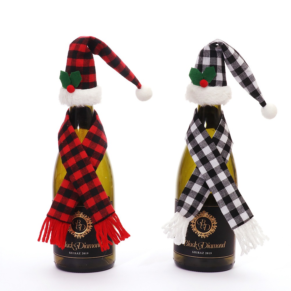 Red Wine Bottle Stopper Kitchen Christmas Decor Set