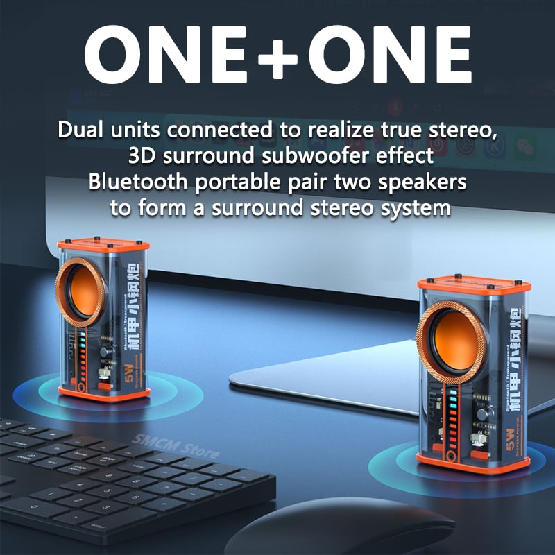 🎵Transparent Mecha Wireless Bluetooth Speaker