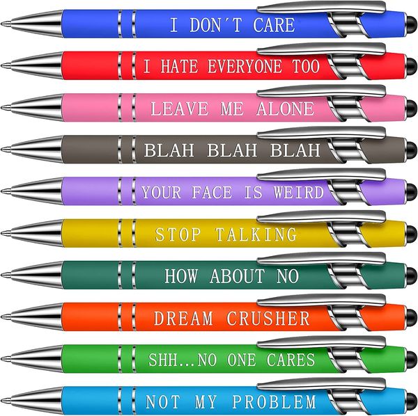 🌈 10Pcs Ballpoint STRESS RELIEF FUNNY PENS (Black Ink)😂