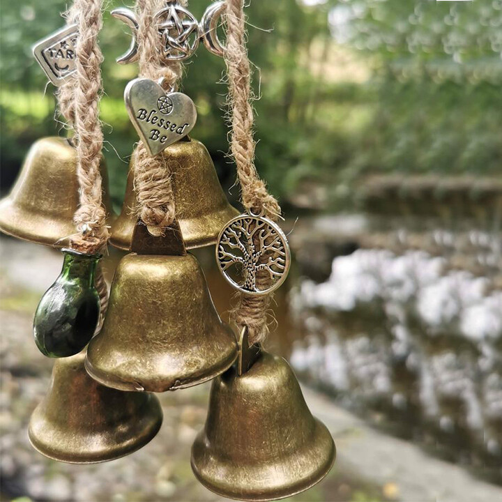 Bronze Witches Bells, Door Protection Charm, Wicca Decor