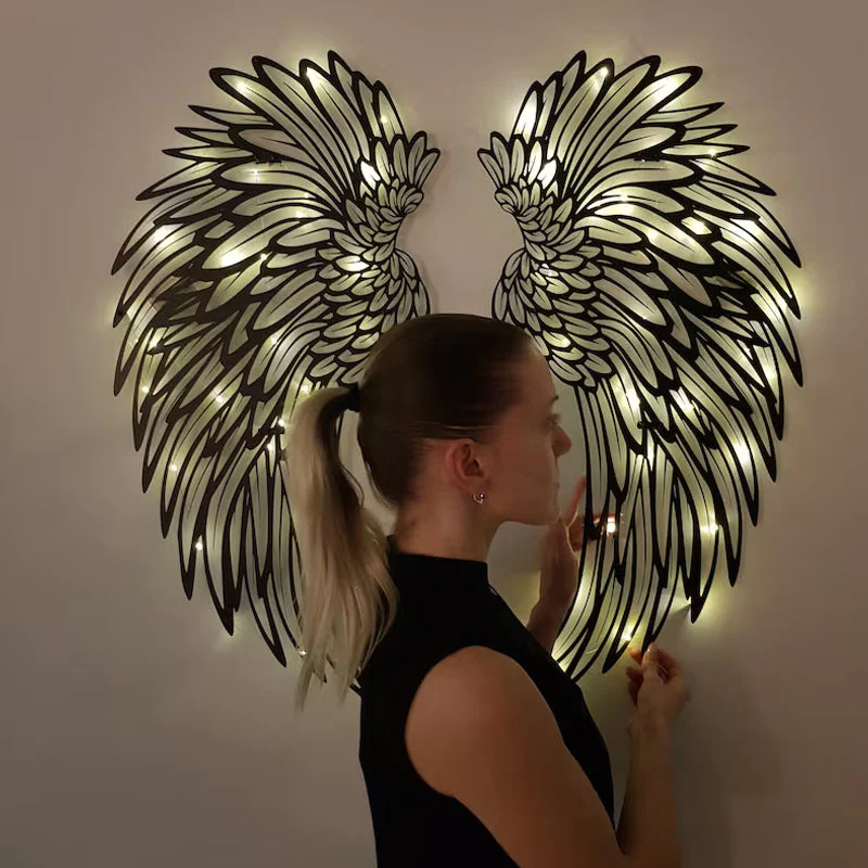Black Angel Wings Metal Wings Wall Art