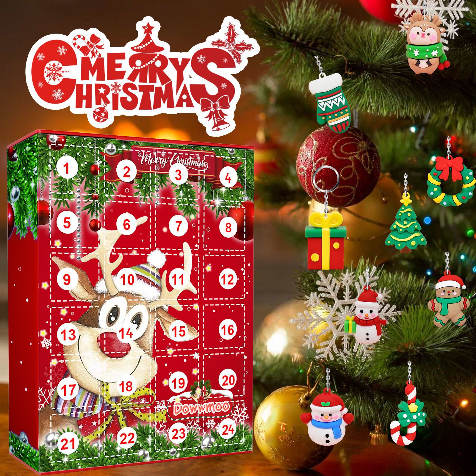 🎁Advent Calendar 2022-Christmas Keychain Countdown Pendant Gift Box