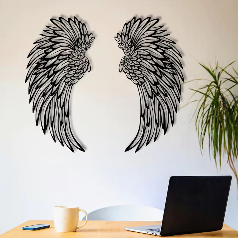 Black Angel Wings Metal Wings Wall Art