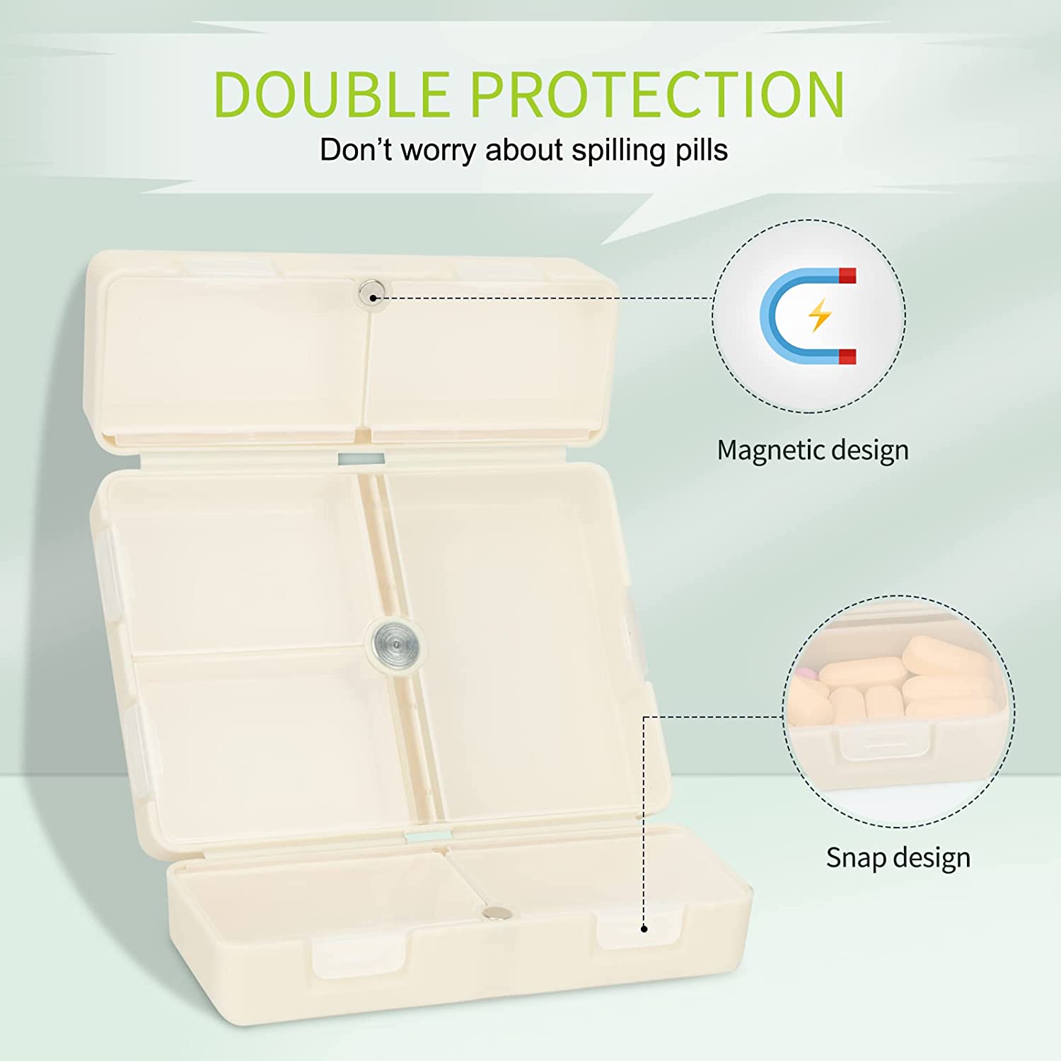 7 Compartments Portable Pill Case Travel Pill Organizer