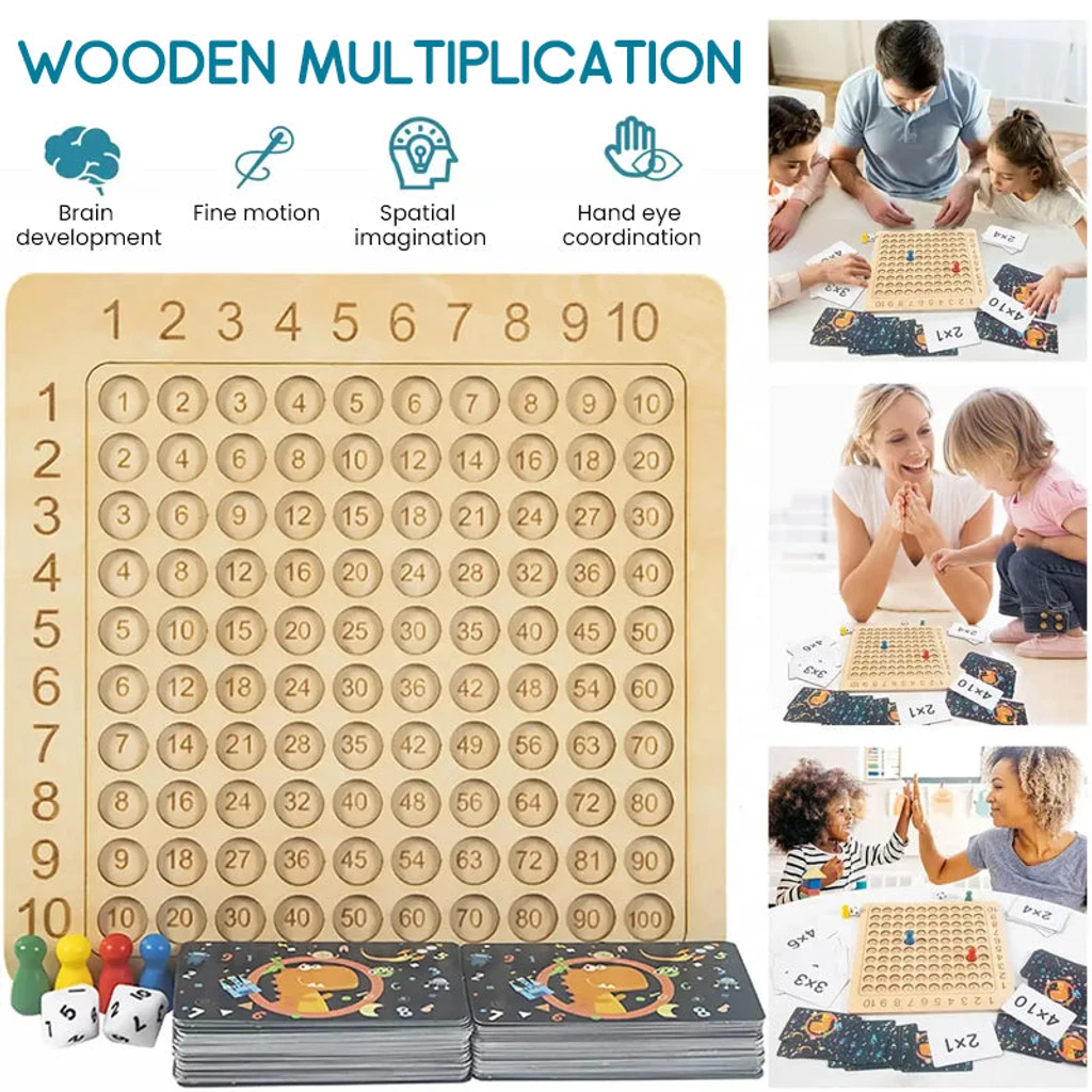 🧐Wooden Multiplication Game, Multiplication Flash Cards