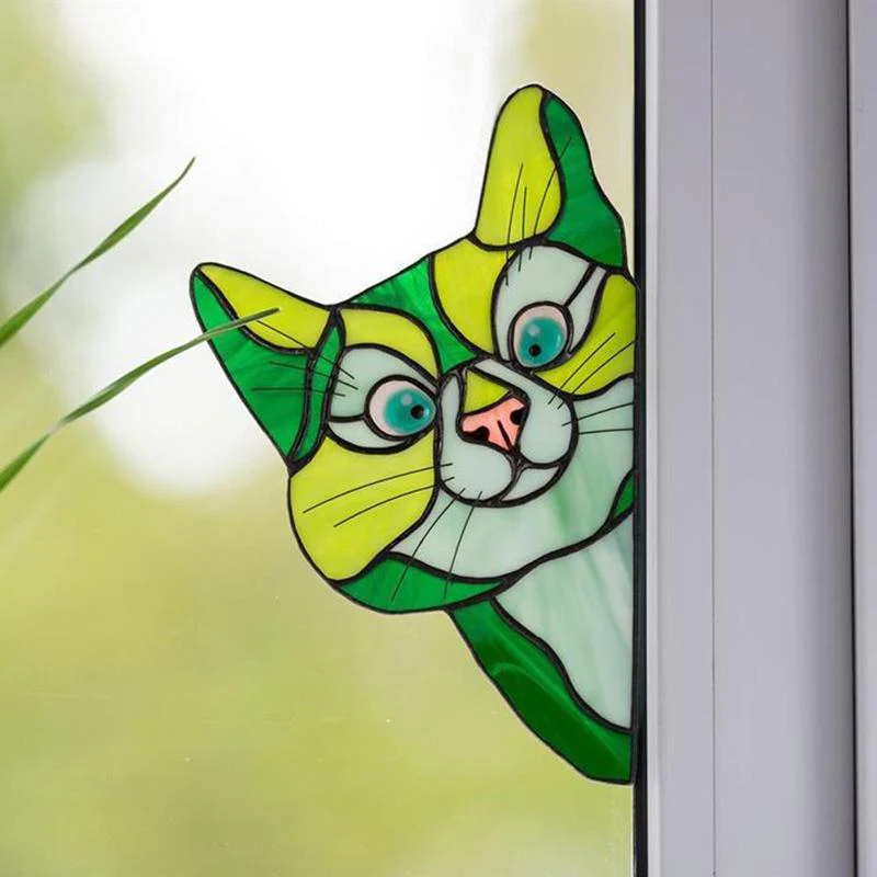 Handmade Stain Cat Suncatcher For Window