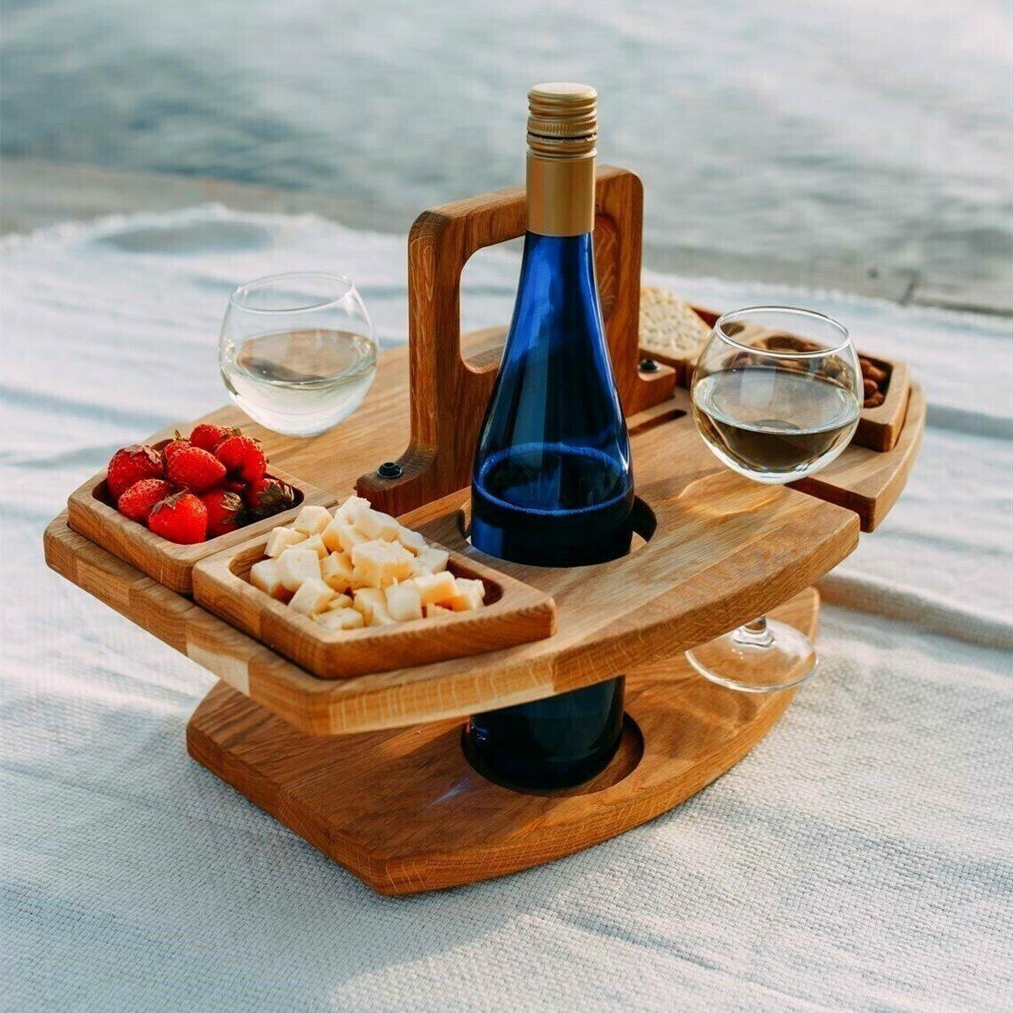 🍷Portable Wooden Outdoor Picnic Wine Table