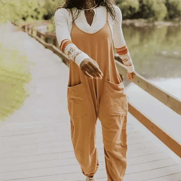Wide Leg Jumpsuit with Pockets (Buy 2 Free Shipping)