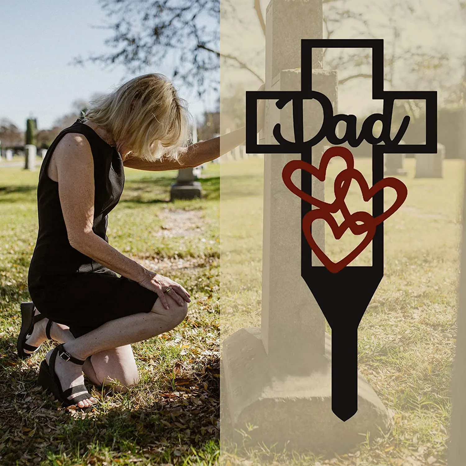 Metal Cemetery Memorial Cross Stake