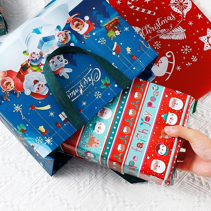 4 Pcs Large Christmas Gift Tote Bags 