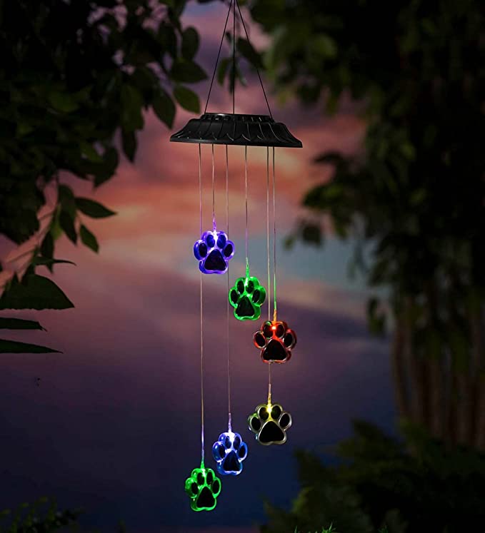 😊Paw Prints Solar Wind Chime💕