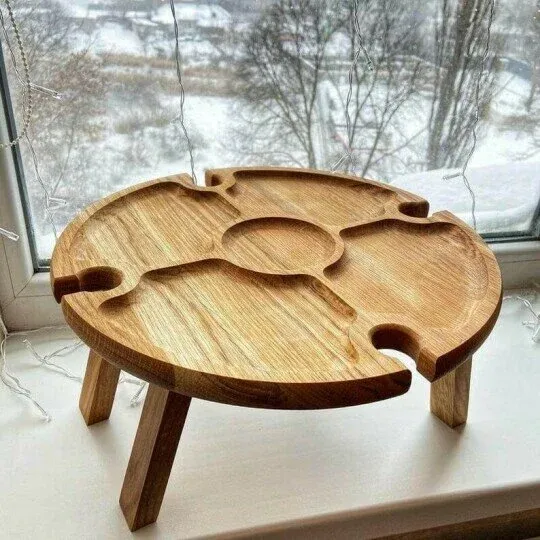 Wooden Outdoor Folding Picnic Table-With Glass Holder🥂