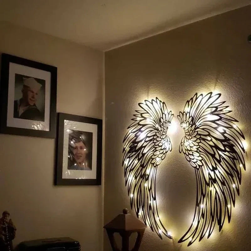 Black Angel Wings Metal Wings Wall Art