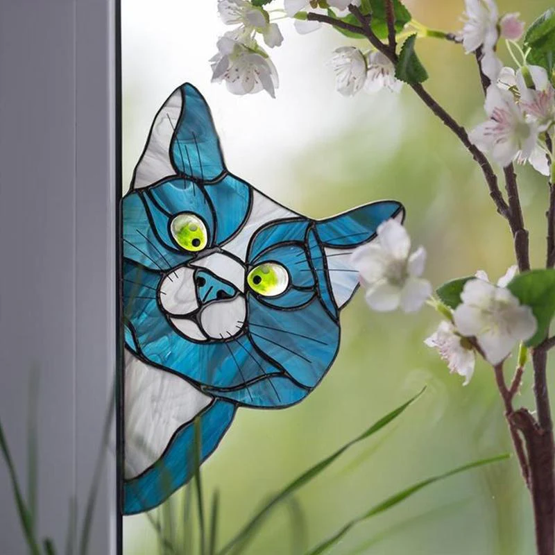 Handmade Stain Cat Suncatcher For Window