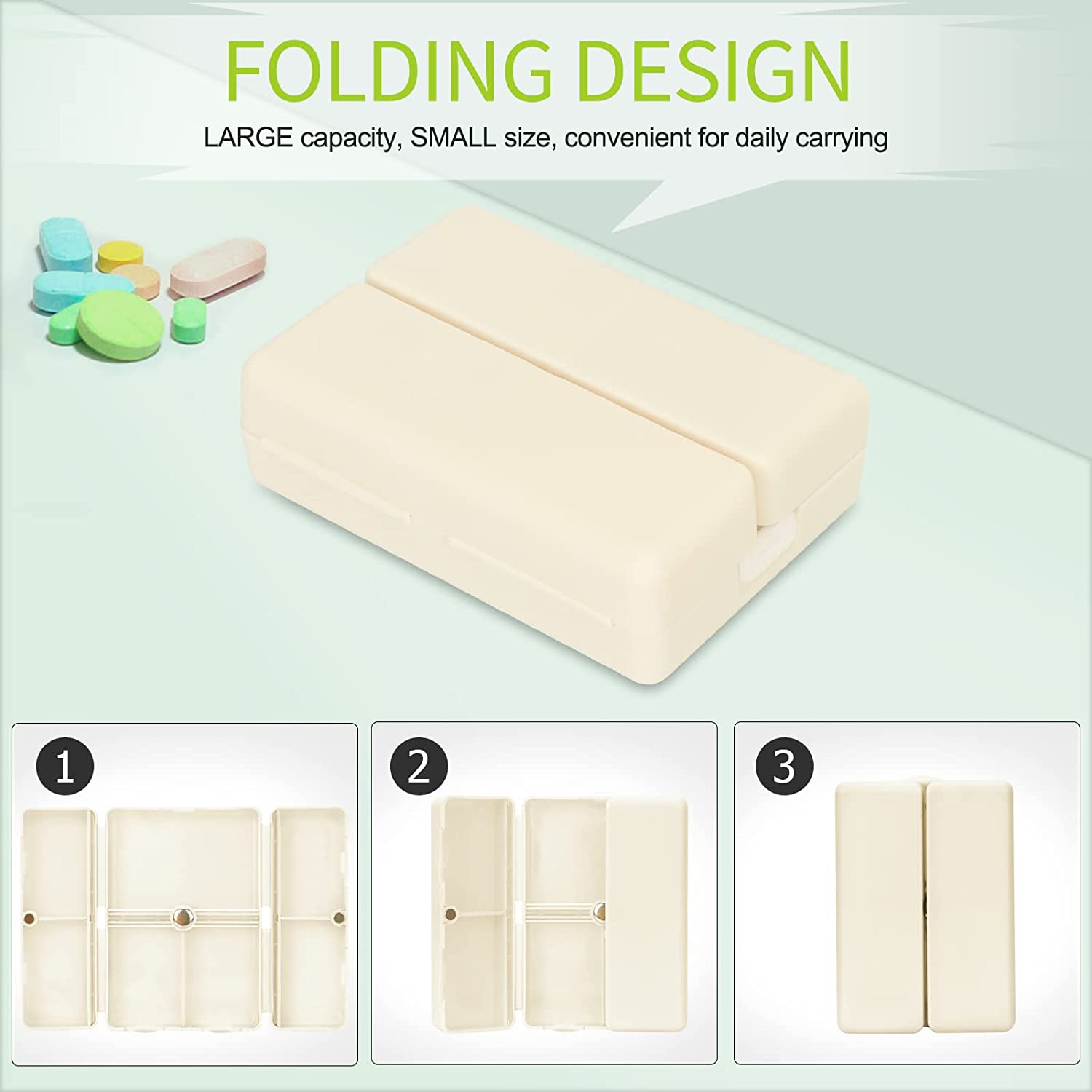 7 Compartments Portable Pill Case Travel Pill Organizer