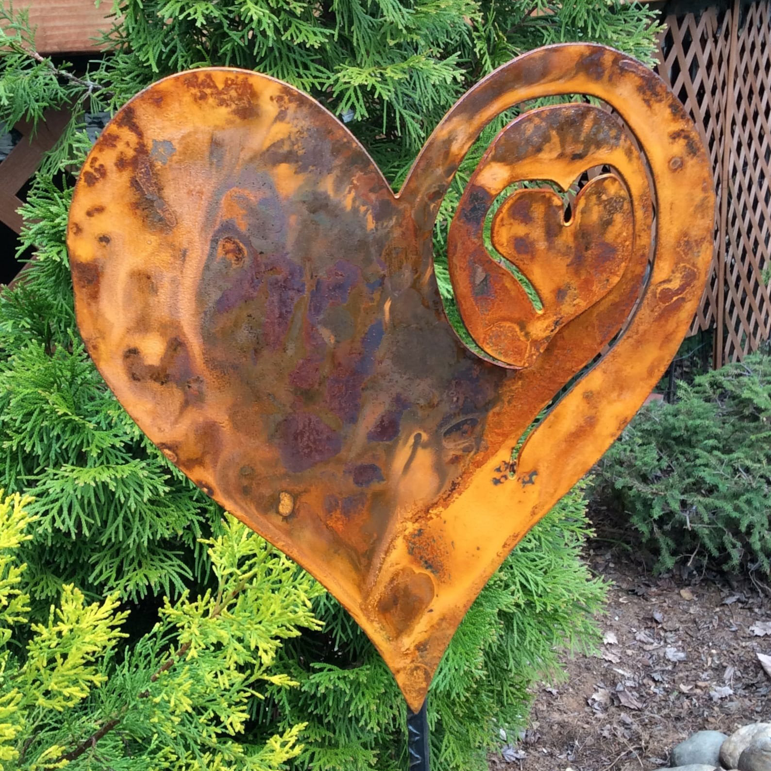 A Rusted Heart in the Garden
