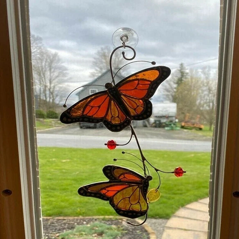 🦋🦋Stained Monarch Butterfly Window Decor