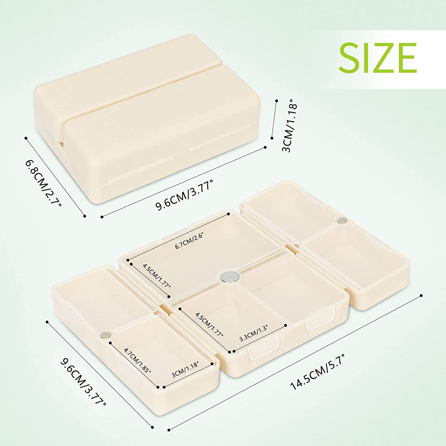 7 Compartments Portable Pill Case Travel Pill Organizer