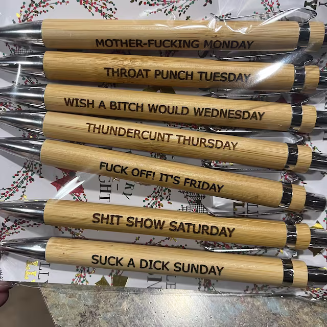 Ultimate Set of Engraved Pens for Sarcastic Souls（1 Set of 7 Pcs）