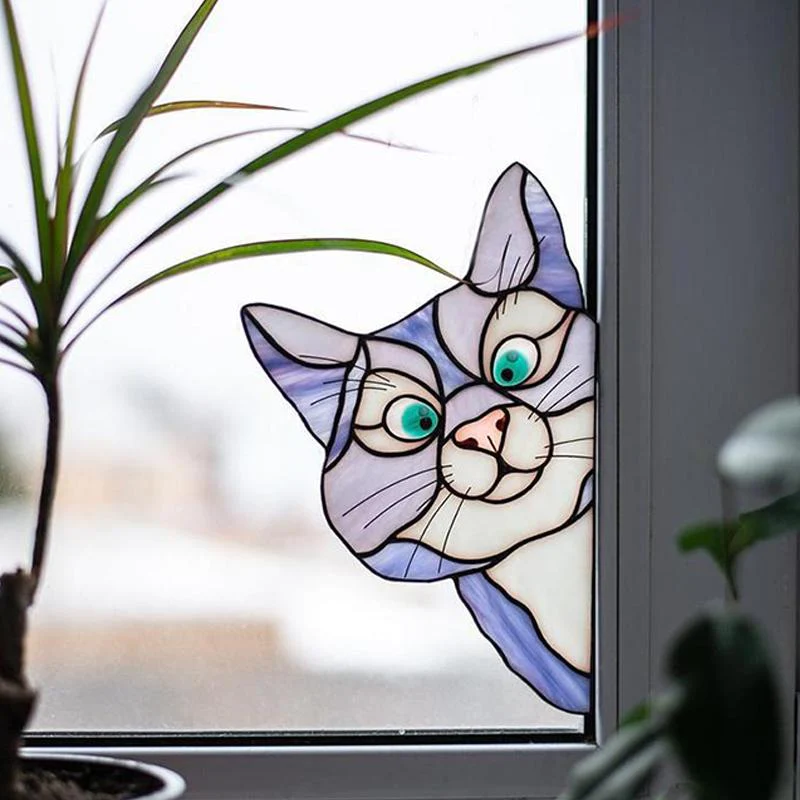Handmade Stain Cat Suncatcher For Window