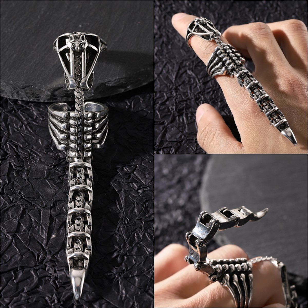 🦂Alien Xenomorph Tail Ring - Biomechanical Ring Design