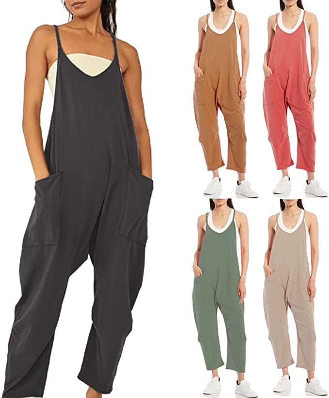 Wide Leg Jumpsuit with Pockets (Buy 2 Free Shipping)