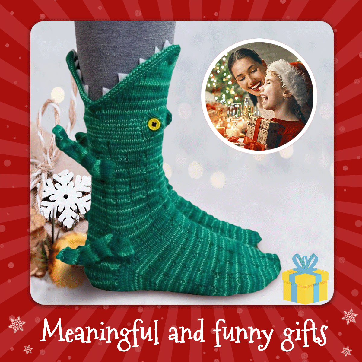 🎅Christmas Pre Sale🔥3D Knit Crocodile Socks