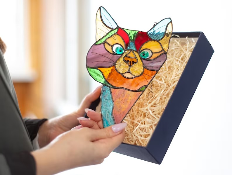 🔥Black Friday Sale 75% OFF-😻Handmade Stain Glass Cat Suncatcher For Window