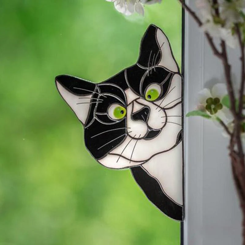 Handmade Stain Cat Suncatcher For Window